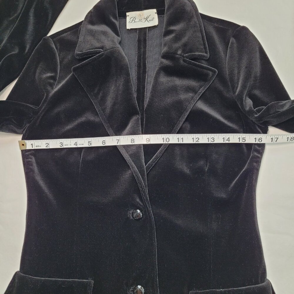 Butte Knit Vintage Black Velvet Blazer Jacket Womens 80s Retro Old Money - Picture 7 of 10